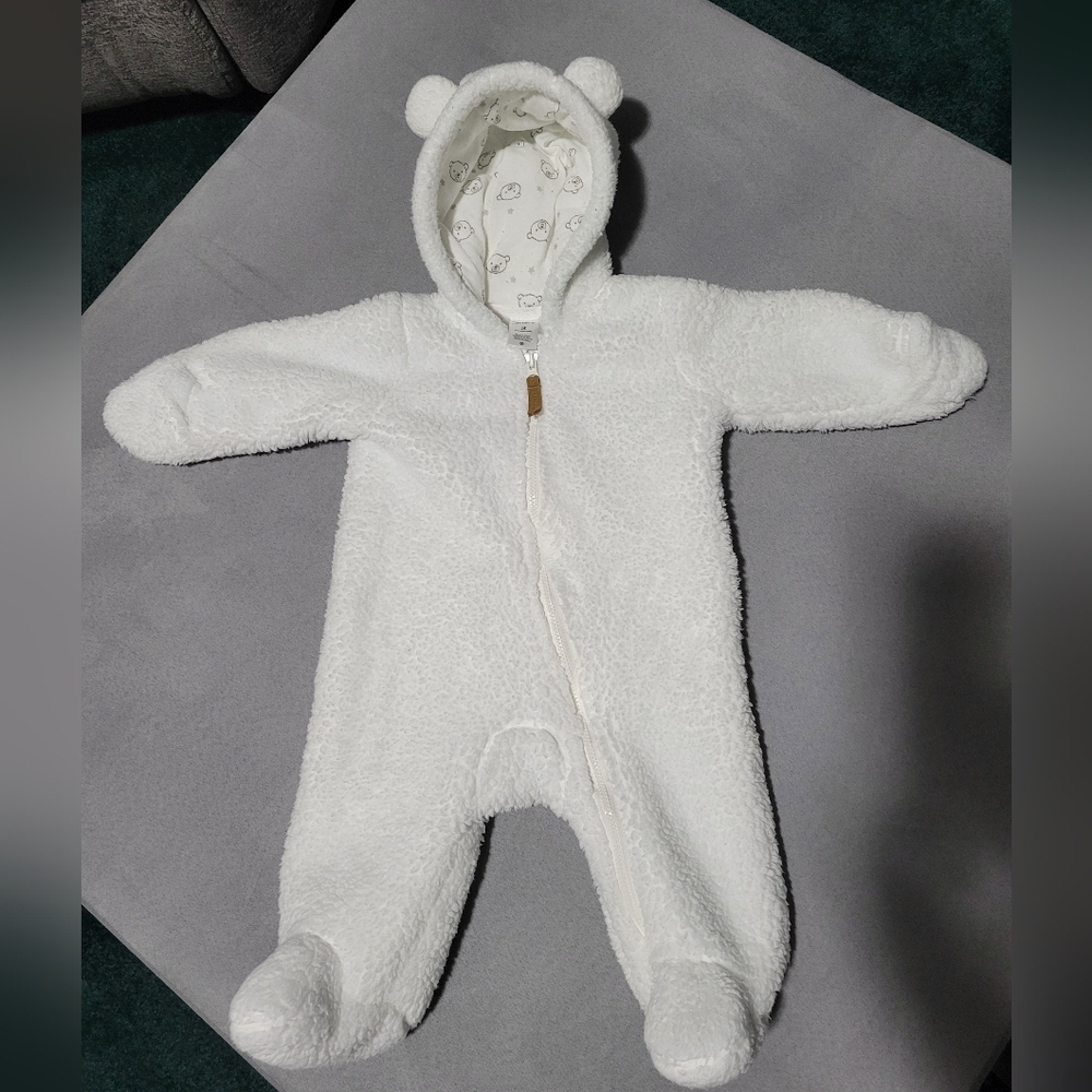 Carter's White Warm & Fuzzy Bear Sleeper for 3 Months